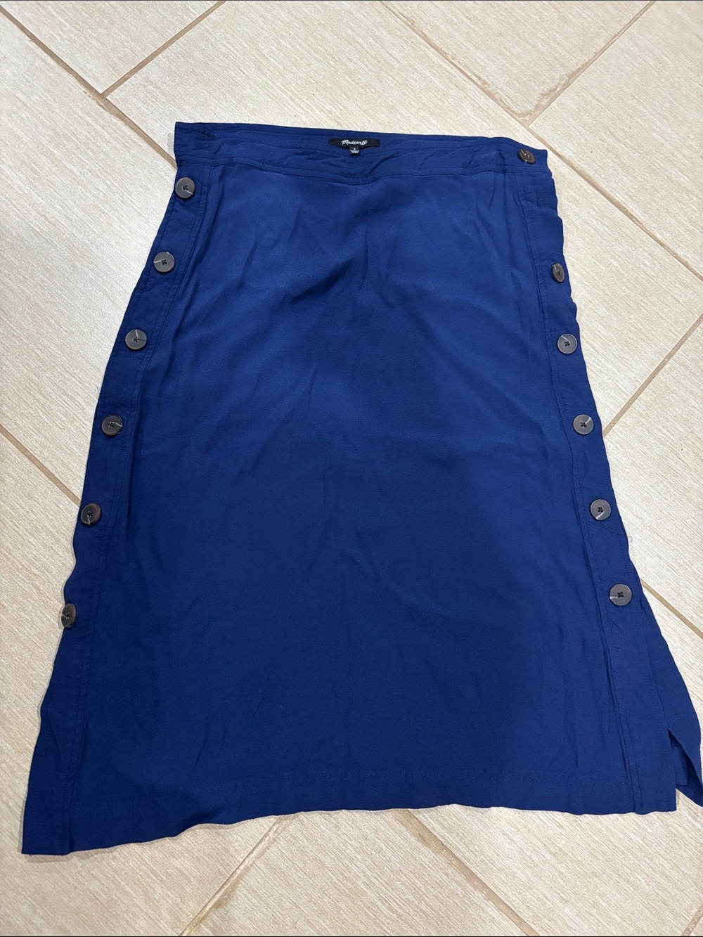 Madewell Royal Blue Side-Button Midi Skirt